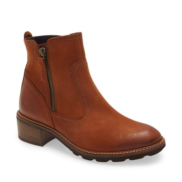 $500 PAUL GREEN DIEGO BOOTIE COGNAC NUBUCK BURNISHED ZIP 9 (TS12) - Picture 1 of 7